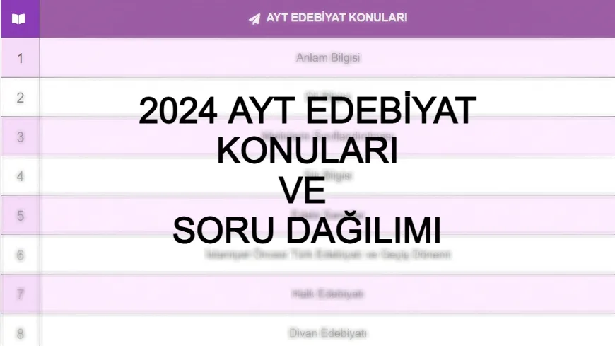2024 AYT EDEBİYAT KONULARI ve SORU DAĞILIMI - 2024 AYT Edebiyat konuları nelerdir? Merhabalar bu yazımızda...