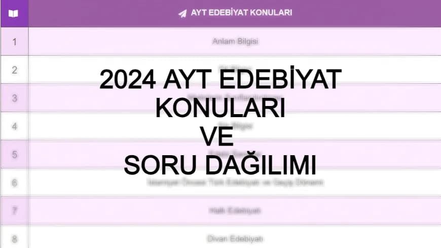 2024 AYT EDEBİYAT KONULARI ve SORU DAĞILIMI